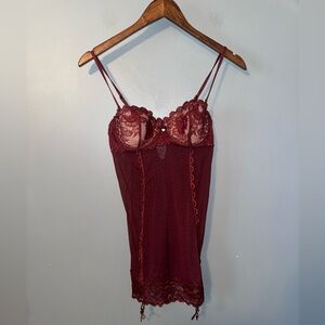 Y2K Victoria’s Secret Very Sexy Burgundy Lace Corset Bustier Garter Top